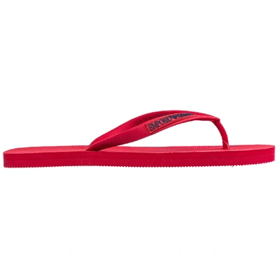 Shop Emporio Armani Men's Rubber Flip Flops Sandals In Red