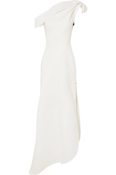 Shop Maticevski Slinger One-shoulder Asymmetric Cady Gown In White