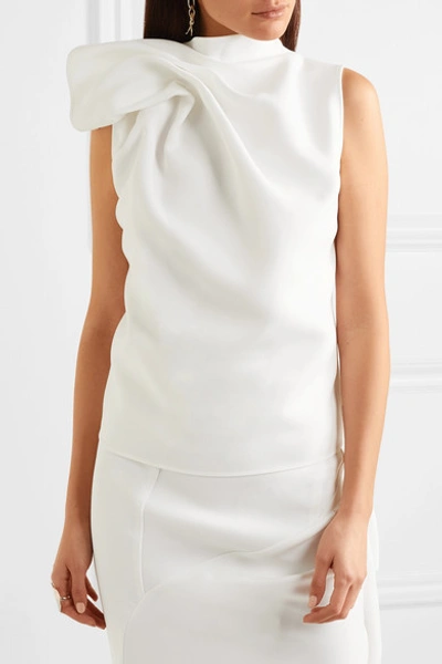 Shop Maticevski Deadly Asymmetric Gathered Cady Blouse In White