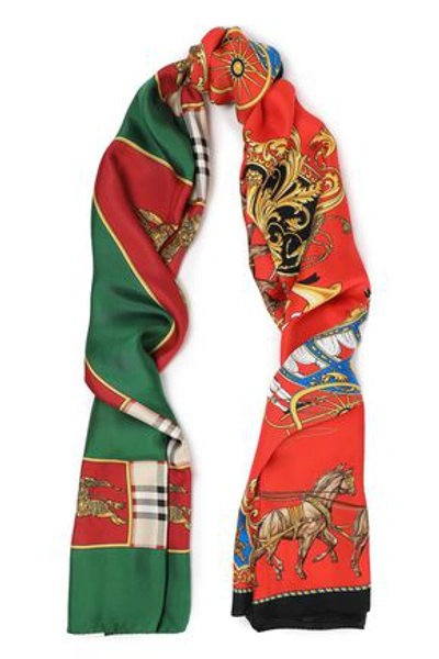 Shop Burberry Printed Silk-twill Scarf In Multicolor