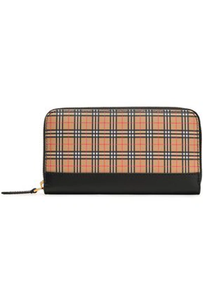 Shop Burberry Checked Canvas And Leather Continental Wallet In Black