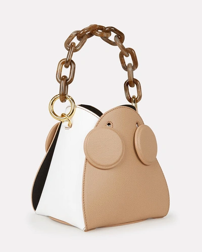 Shop Yuzefi Pepper Colorblocked Mini Bucket Bag In Brown/white