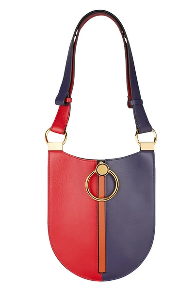 Shop Marni Earring Colorblock Small Oval Bag In Red/purple