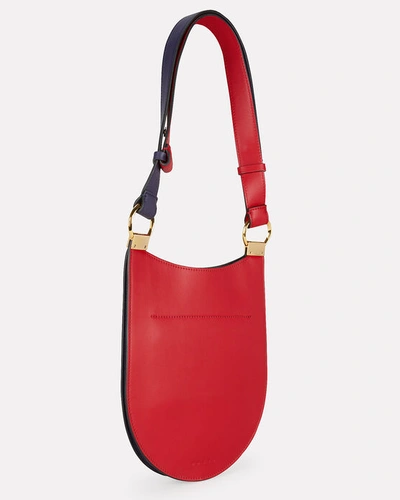 Shop Marni Earring Colorblock Small Oval Bag In Red/purple