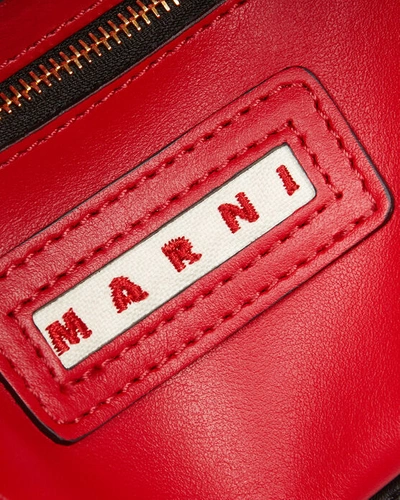 Shop Marni Earring Colorblock Small Oval Bag In Red/purple