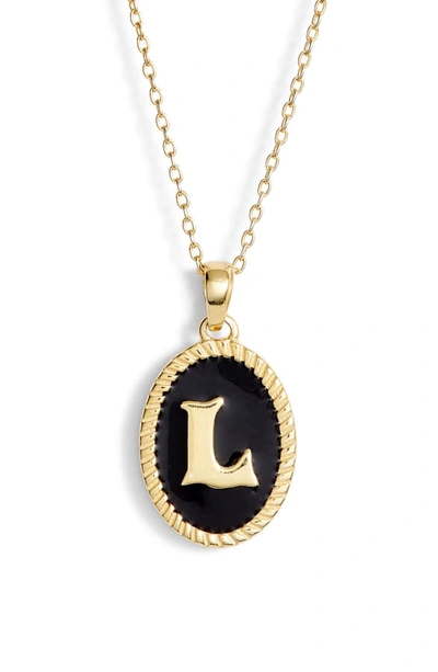 Shop Argento Vivo Initial Black Pendant Necklace In L