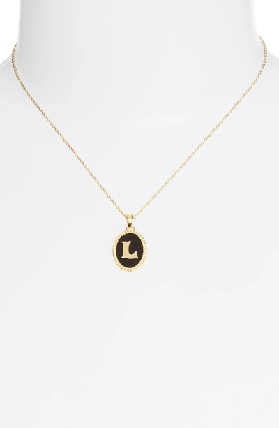 Shop Argento Vivo Initial Black Pendant Necklace In L