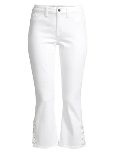 Shop Jen7 By 7 For All Mankind Lace-up Crop Bootcut Jeans In White