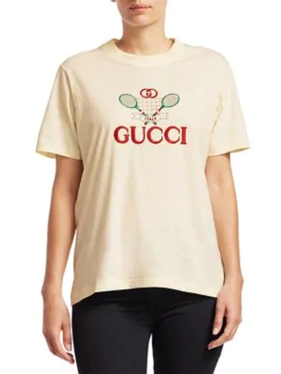 Shop Gucci Fitted Jersey Tennis T-shirt In Sun Kissed Multicolor