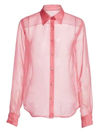 Shop Helmut Lang Silk Organza Shirt In Pink