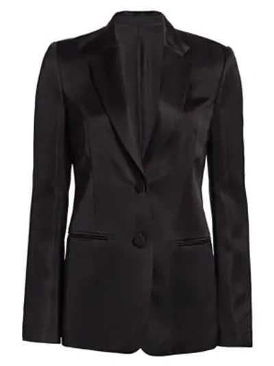 Shop Helmut Lang Women's Oversized Satin Blazer In Black