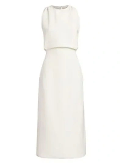Shop Helmut Lang Cutout Popover Midi Dress In Salt