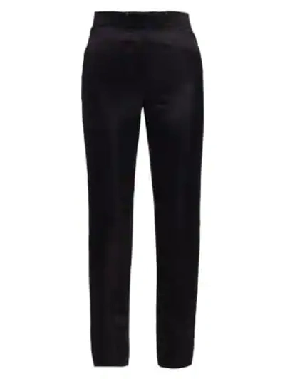Shop Helmut Lang Women's Satin Straight-leg Trousers In Black