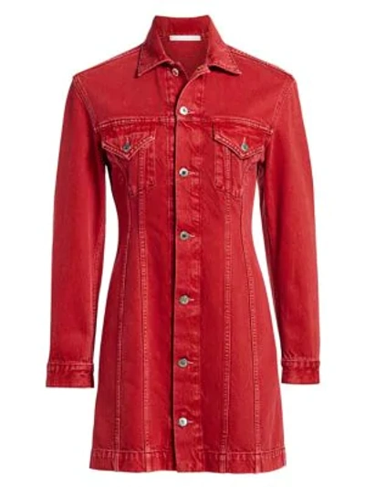 Shop Helmut Lang Femme Trucker Denim Shirtdress In Oxidized Red Stone
