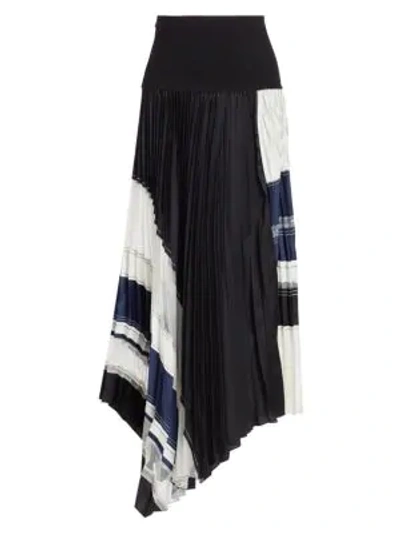 Shop 3.1 Phillip Lim / フィリップ リム Asymmetric Pleated Colorblock Skirt In Black Navy