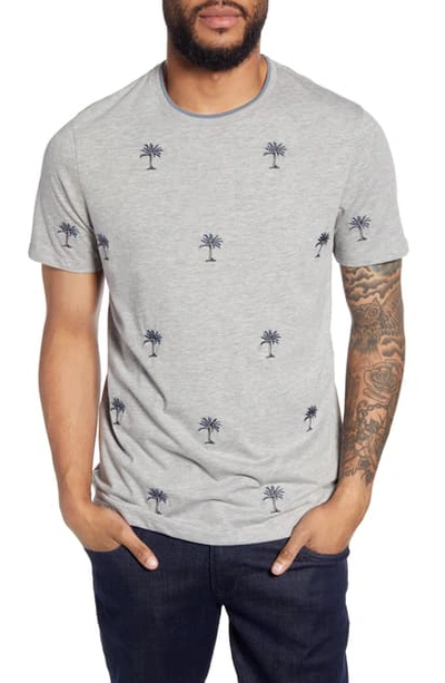 Shop Ted Baker Coconut Slim Fit Embroidered Palm Tree T-shirt In Grey Marl