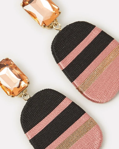 Shop Mary Jane Claverol Preston Mismatched Stripe Earrings In Pink