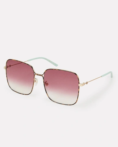 Shop Gucci Metal Frame Sunglasses In Gold