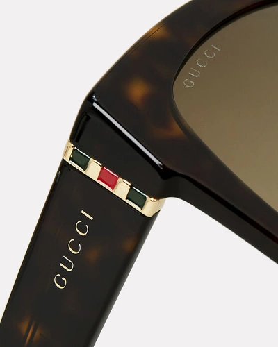 Shop Gucci Oversized Plaque Sunglasses In Brown