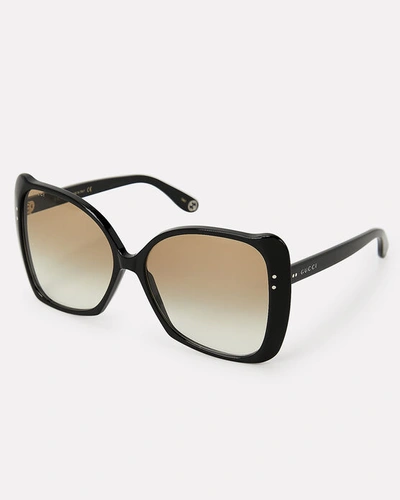 Shop Gucci Oversized Square Frame Sunglasses In Black
