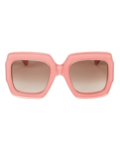 Shop Gucci Oversized Pink Rectangle Sunglasses