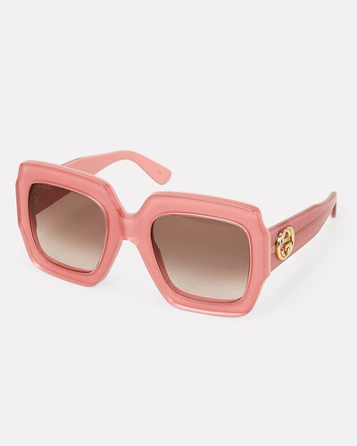 Shop Gucci Oversized Pink Rectangle Sunglasses