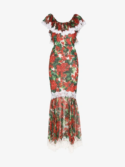 Shop Dolce & Gabbana Portofino Floral Gown In Red