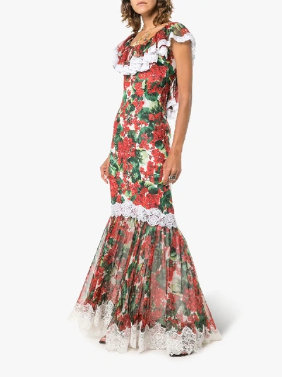 Shop Dolce & Gabbana Portofino Floral Gown In Red