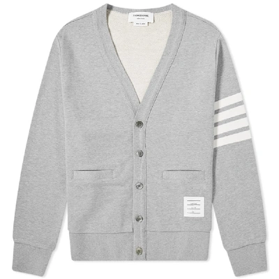 Shop Thom Browne Jersey 4 Bar Cardigan In Grey