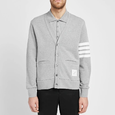 Shop Thom Browne Jersey 4 Bar Cardigan In Grey