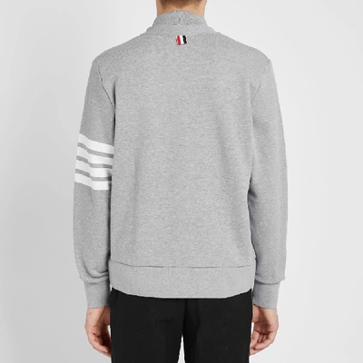 Shop Thom Browne Jersey 4 Bar Cardigan In Grey