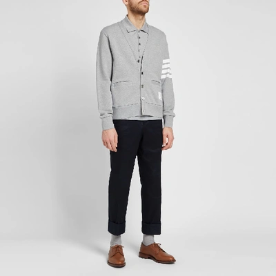 Shop Thom Browne Jersey 4 Bar Cardigan In Grey