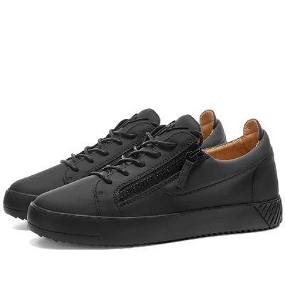 Shop Giuseppe Zanotti Rubberised Low Zip Tonal Sneaker In Black