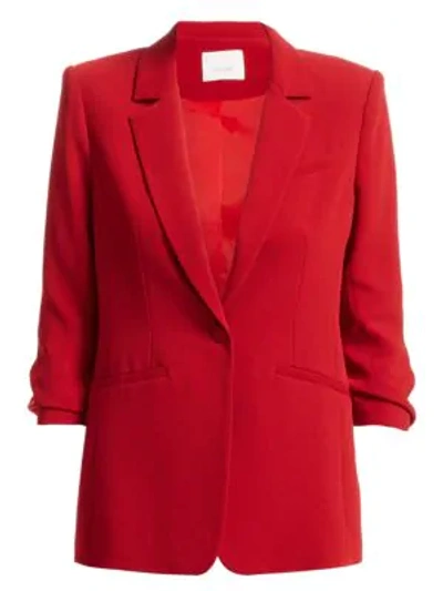 Shop Cinq À Sept Women's Khloe Crepe Ruched Blazer In Scarlet