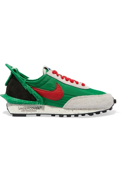 Shop Nike + Undercover Daybreak Leather-trimmed Shell And Suede Sneakers In Green