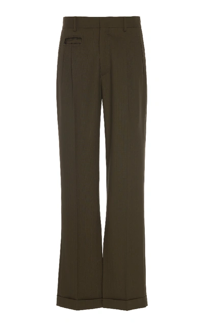 Shop Marni Wide Leg Wool Trousers In Green