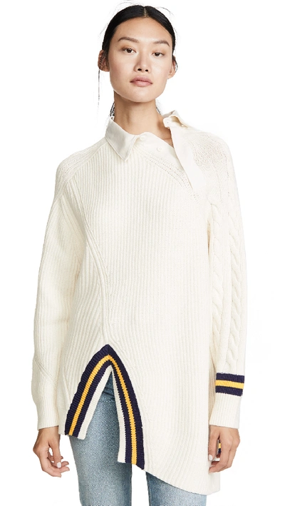 Shop Alexander Wang Varsity Pullover Polo Collar In Ivory