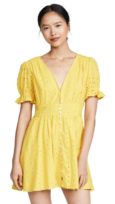Shop Cleobella Kaia Mini Dress In Lemon