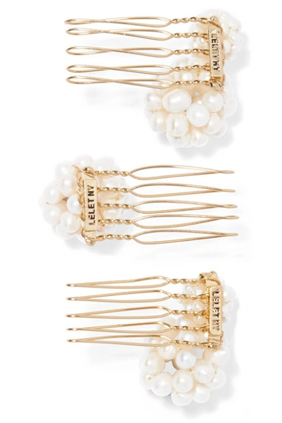 Shop Lelet Ny Set Of Three Gold-tone Pearl Hair Slides