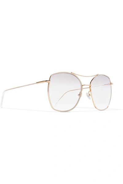 Shop Andy Wolf Aviator-style Gold-tone Optical Glasses