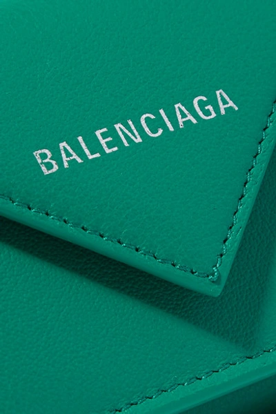 Shop Balenciaga Papier Mini Printed Textured-leather Wallet In Green
