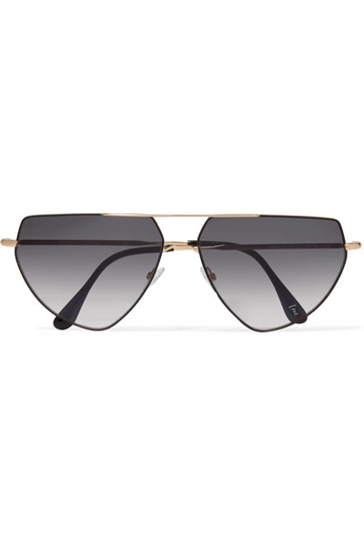 Shop Andy Wolf Drax Aviator-style Metal Sunglasses In Black