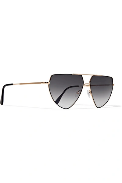 Shop Andy Wolf Drax Aviator-style Metal Sunglasses In Black