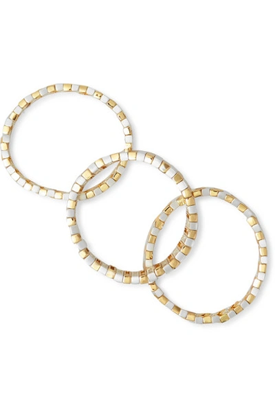 Shop Roxanne Assoulin Brocade Set Of Three Gold And Silver-tone Bracelets