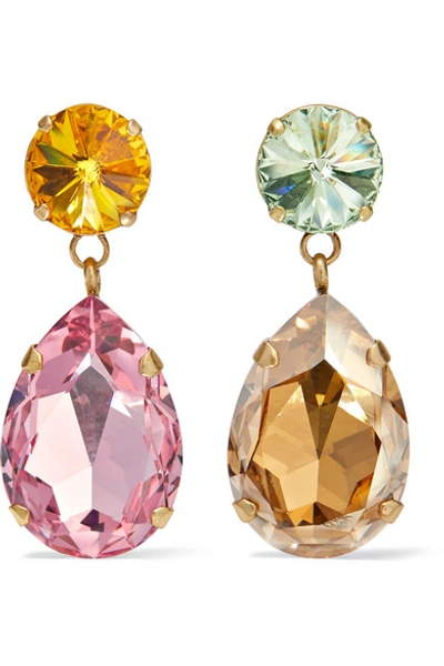 Shop Roxanne Assoulin Hip Hop But Not Gold-tone Swarovski Crystal Clip Earrings In Pink