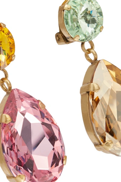 Shop Roxanne Assoulin Hip Hop But Not Gold-tone Swarovski Crystal Clip Earrings In Pink