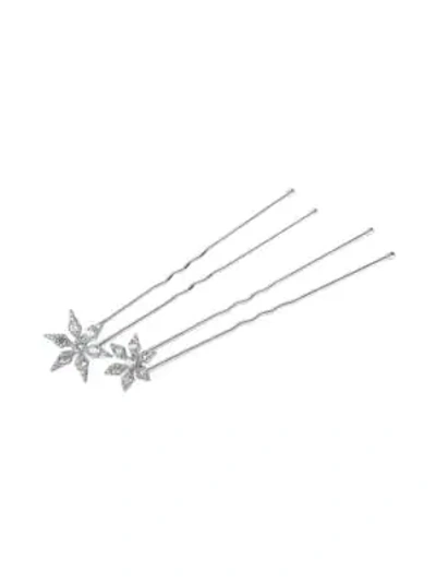 Shop Adriana Orsini Sparkling Sterling Silver Starburst Hair Pin Set In Rhodium