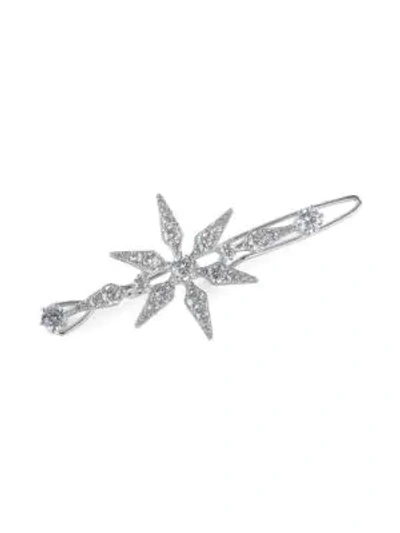 Shop Adriana Orsini Sparkling Sterling Silver Snowflake Barrette In Rhodium