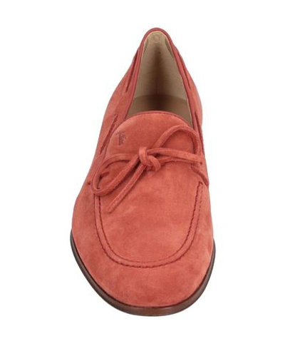 Shop Tod's Man Loafers Brick Red Size 9 Soft Leather
