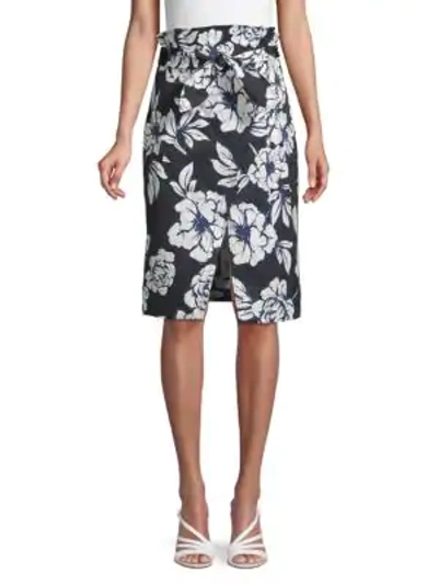 Shop Marissa Webb Floral-print Tie-front Skirt In Peony Black